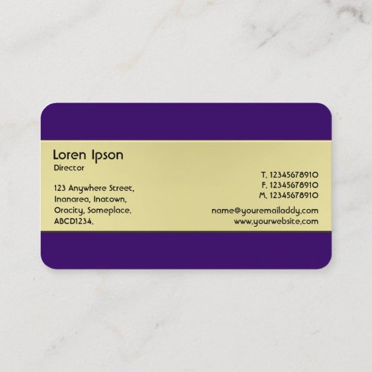 Ornamentik - Gold und Lila Visitenkarte (Rückseite)