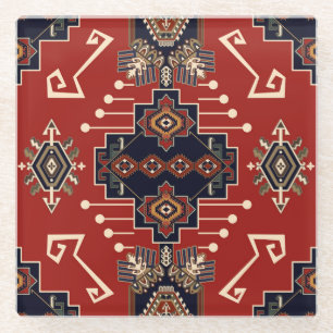 Ornamentives Rug Design: Vintag Geometrisch. Glasuntersetzer