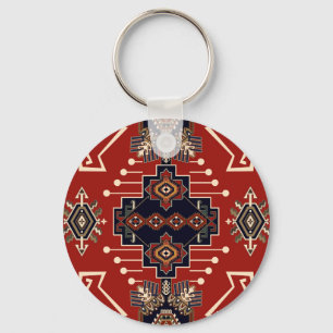 Ornamentives Rug Design: Vintag Geometrisch. Schlüsselanhänger