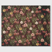 Ornaments Brown Red Bow Mistletoe Holly Geschenkpapier (Flach)