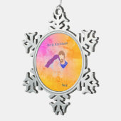 Ornaments. : Merry Christma Schneeflocken Zinn-Ornament (Rechts)