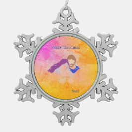 Ornaments. : Merry Christma Schneeflocken Zinn-Ornament