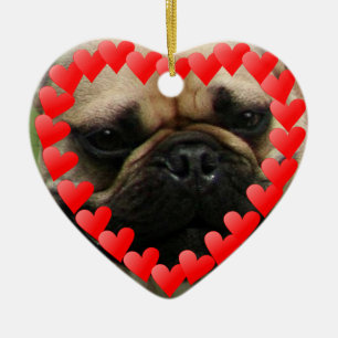 Ornamnet Herz der französischen Bulldogge des Keramik Ornament
