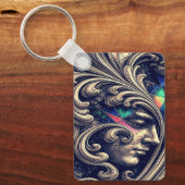 Ornate Abstract Face with Flowing Baroque Keychain Schlüsselanhänger (Vorderseite)