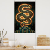 Ornate Art Deco Snake Serpent Gold Coil Poster (Küche)