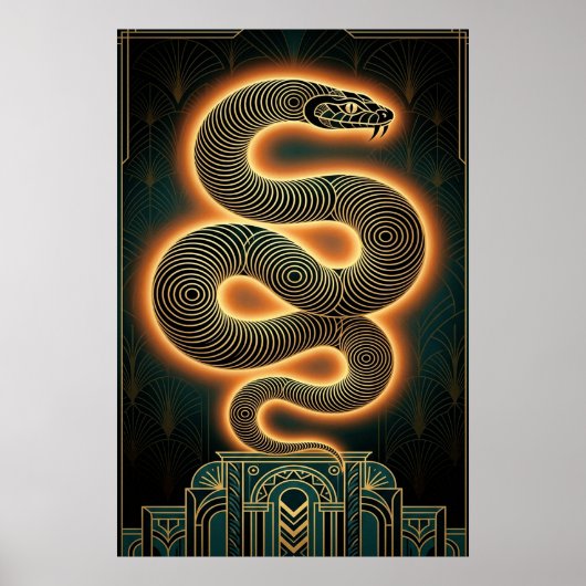 Ornate Art Deco Snake Serpent Gold Coil Poster (Vorne)