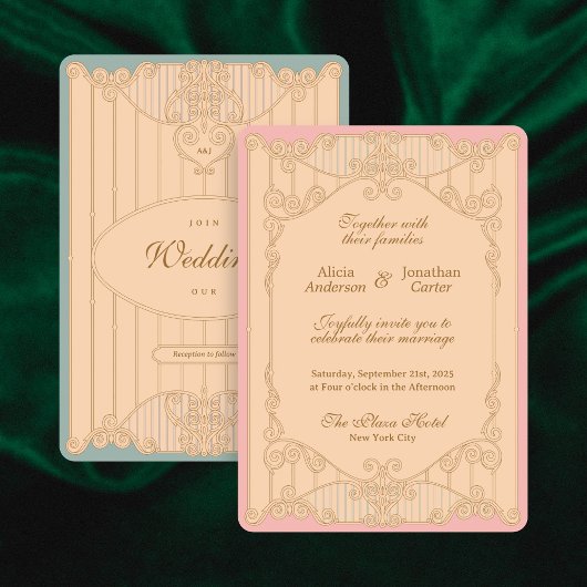 Ornate Art Nouveau Wedding Invitation Einladung