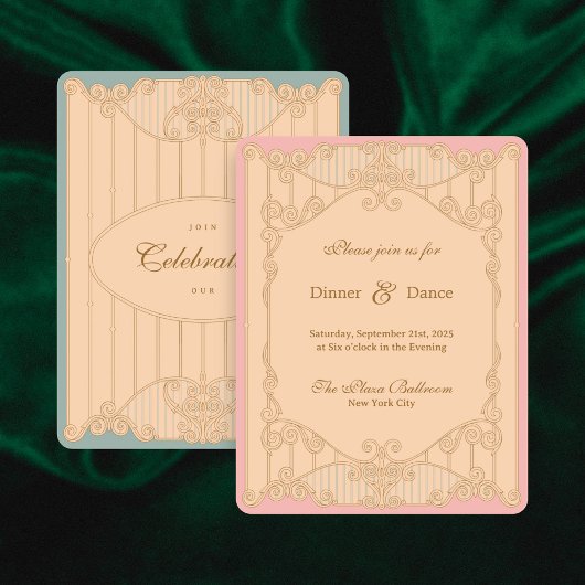 Ornate Art Nouveau Wedding Reception Invitation Einladung
