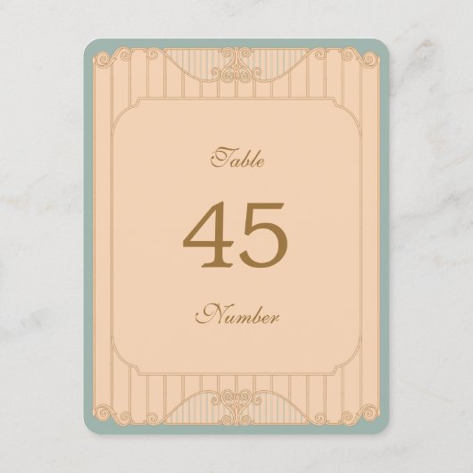 Ornate Art Nouveau Wedding Table Numbers (Rückseite)