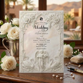 Ornate Barock-Rokokotür & Cherub Hochzeit Einladung