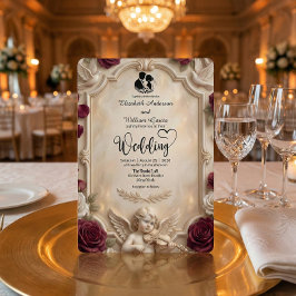 Ornate Baroque Cherub & Rose Vintage Wedding Einladung