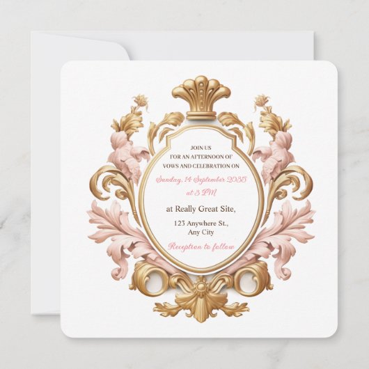 Ornate Baroque Floral Rococo Romance Wedding Einladung (Rückseite)