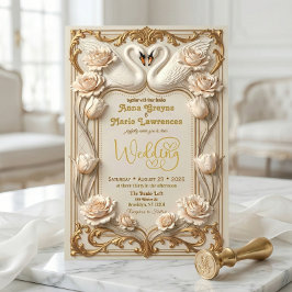 Ornate Baroque Gold Rococo Frame Wedding Einladung