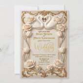 Ornate Baroque Gold Rococo Frame Wedding Einladung (Vorderseite)