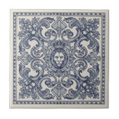 Ornate Baroque Pattern Pat#1 Blue Ivory ID1194 Fliese (Vorderseite)