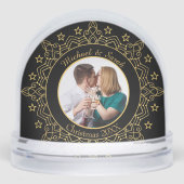 Ornate Black and Gold Frame Custom Photo Schneekugeln (Vorderseite)