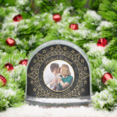 Ornate Black and Gold Frame Custom Photo Schneekugeln (Weihnachten)