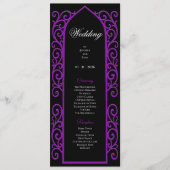 Ornate black and purple Gothic Wedding Program Menükarte (Vorderseite)