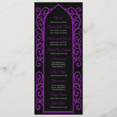 Ornate black and purple Gothic Wedding Program Menükarte (Rückseite)