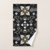 Ornate black and white floral pattern  badhandtuch set (Handtuch)