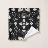 Ornate black and white floral pattern  badhandtuch set (Waschlappen)