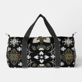 Ornate black and white floral pattern  duffle bag (Vorderseite)