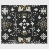 Ornate black and white floral pattern  geschenkpapier (Flach)