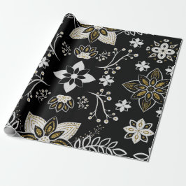 Ornate black and white floral pattern  geschenkpapier