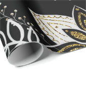 Ornate black and white floral pattern  geschenkpapier (Rolleneckpunkt)