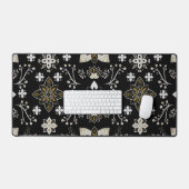 Ornate black and white floral pattern  schreibtischunterlage (Tastatur & Maus)
