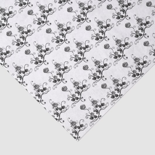 Ornate Black and White Flower Art Pattern Seidenpapier (Ausschnitt)