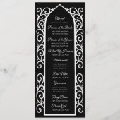 Ornate black and white Gothic Wedding Program Menükarte (Rückseite)