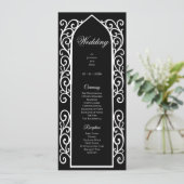 Ornate black and white Gothic Wedding Program Menükarte (Stehend Vorderseite)