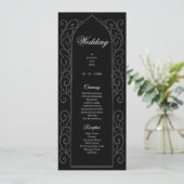 Ornate black and white Gothic Wedding Program Menükarte (Stehend Vorderseite)