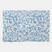 Ornate Blue and White Floral Vines Pattern Geschirrtuch (Horizontal)