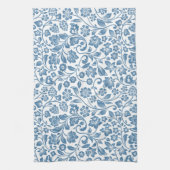 Ornate Blue and White Floral Vines Pattern Geschirrtuch (Vertikal)