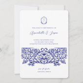 Ornate Blue Decorate Floral Design Greece Wedding  Einladung (Vorderseite)