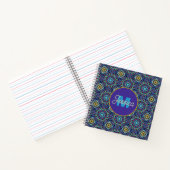 Ornate Blue Geometric Mosaic Pattern Personalised Notizblock (Innenseite)