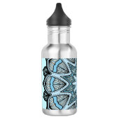 Ornate Blue Monogram Mandala Personalised Edelstahlflasche (Links)