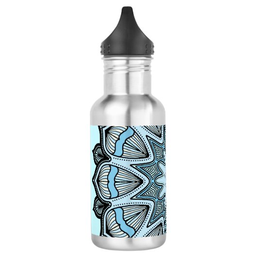 Ornate Blue Monogram Mandala Personalised Edelstahlflasche (Links)