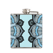 Ornate Blue Monogram Mandala Personalised Flachmann (Rückseite)