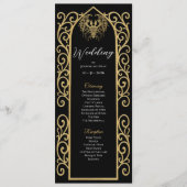 Ornate Border black and gol Gothic Wedding Program Menükarte (Vorderseite)