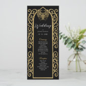Ornate Border black and gol Gothic Wedding Program Menükarte (Stehend Vorderseite)