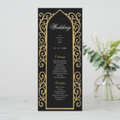 Ornate Border black and gol Gothic Wedding Program Menükarte (Stehend Vorderseite)