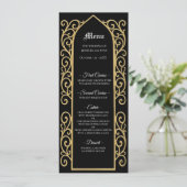 Ornate border black and gold Gothic Wedding Menu Menükarte (Stehend Vorderseite)