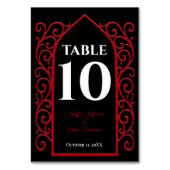 Ornate border black and red Gothic Wedding Tischnummer (Rückseite)