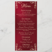 Ornate Border & Heart Monogramm - Rot Menükarte (Vorderseite)