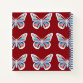 Ornate Butterflies Burgundy Pattern Monogram Notizblock (Rückseite)