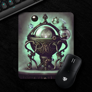 Ornate Cauldron with Green Crystal Ball and Orbs Mousepad
