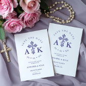 Ornate Christian Cross Minimal Wedding Save Date Gummistempel